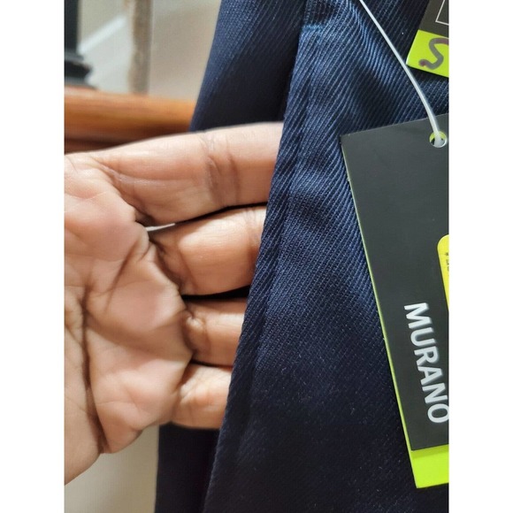 Murano Men's Blue Solid Polyester Comfort Waist Swim Trunk Logo Print Shorts S - Picture 3 of 9